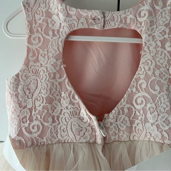 DAVID'S BRIDAL Ball Gown Flower Girl Dress with Heart Cutout - Picture 7 of 11